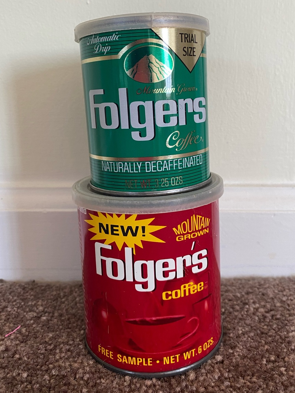 Folgers Coffee Sample And Trial Size Antique Mini Metal Cans